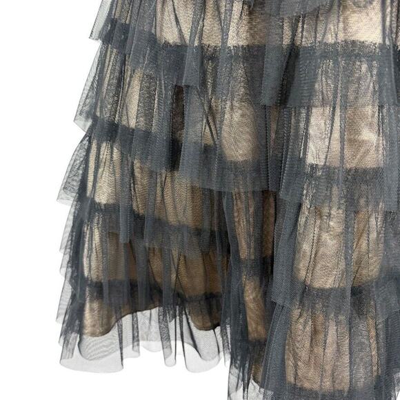 Deb Womens Black Tulle Lace Ruffle Whimsigoth Strapless Coquette Prom Dress 9/10 - Picture 6 of 16